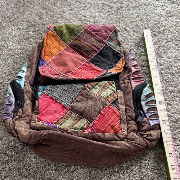 Handbags - Patchwork Backpack with Multicolor Design